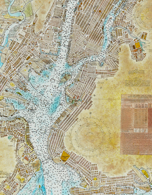 New York Harbor Nautical Chart | Framed Giclee Print on Canvas